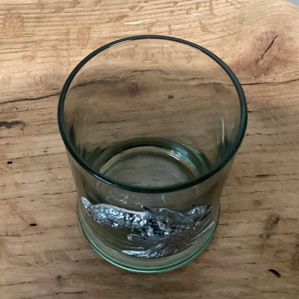 ⚫️ Vintage - Frankli Wild Pewter Leopard Whiskey Tumbler Glass - Rare
